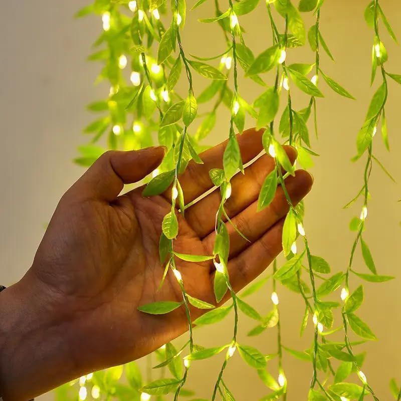 FLYNGO Warm White LED Leaf Curtain – 200 LEDs, 8 Modes, Festive & Home Decor Lights